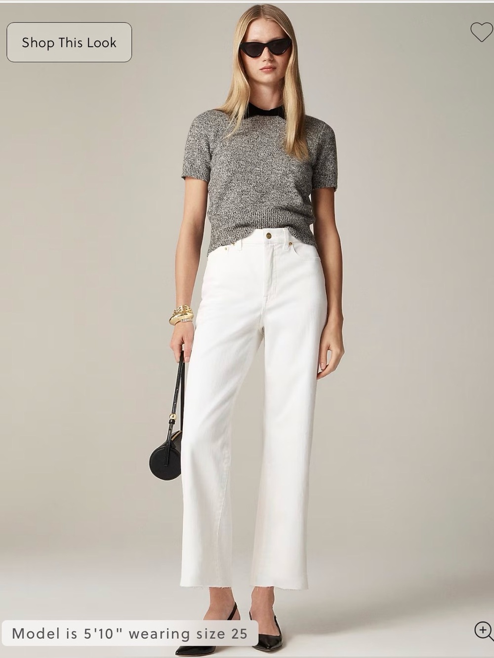 J. Crew White Slim Wide-Leg Frayed Jeans